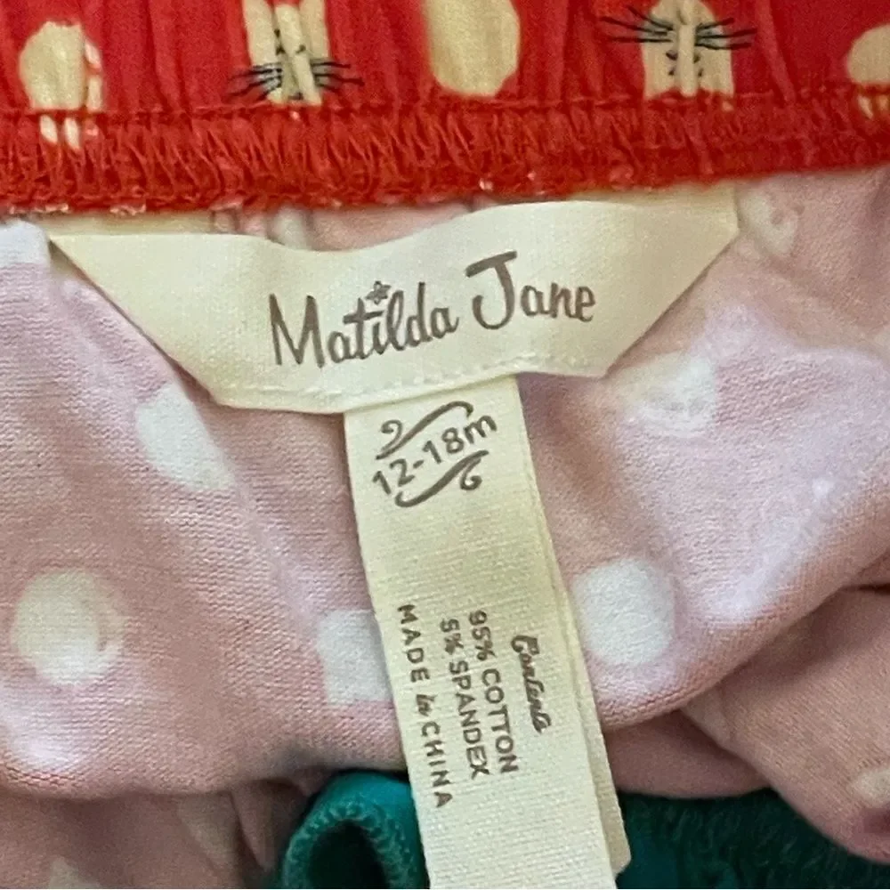 Matilda Jane Under The Tree Dress With Bloomers Red Green Cream Black 12-18 mos